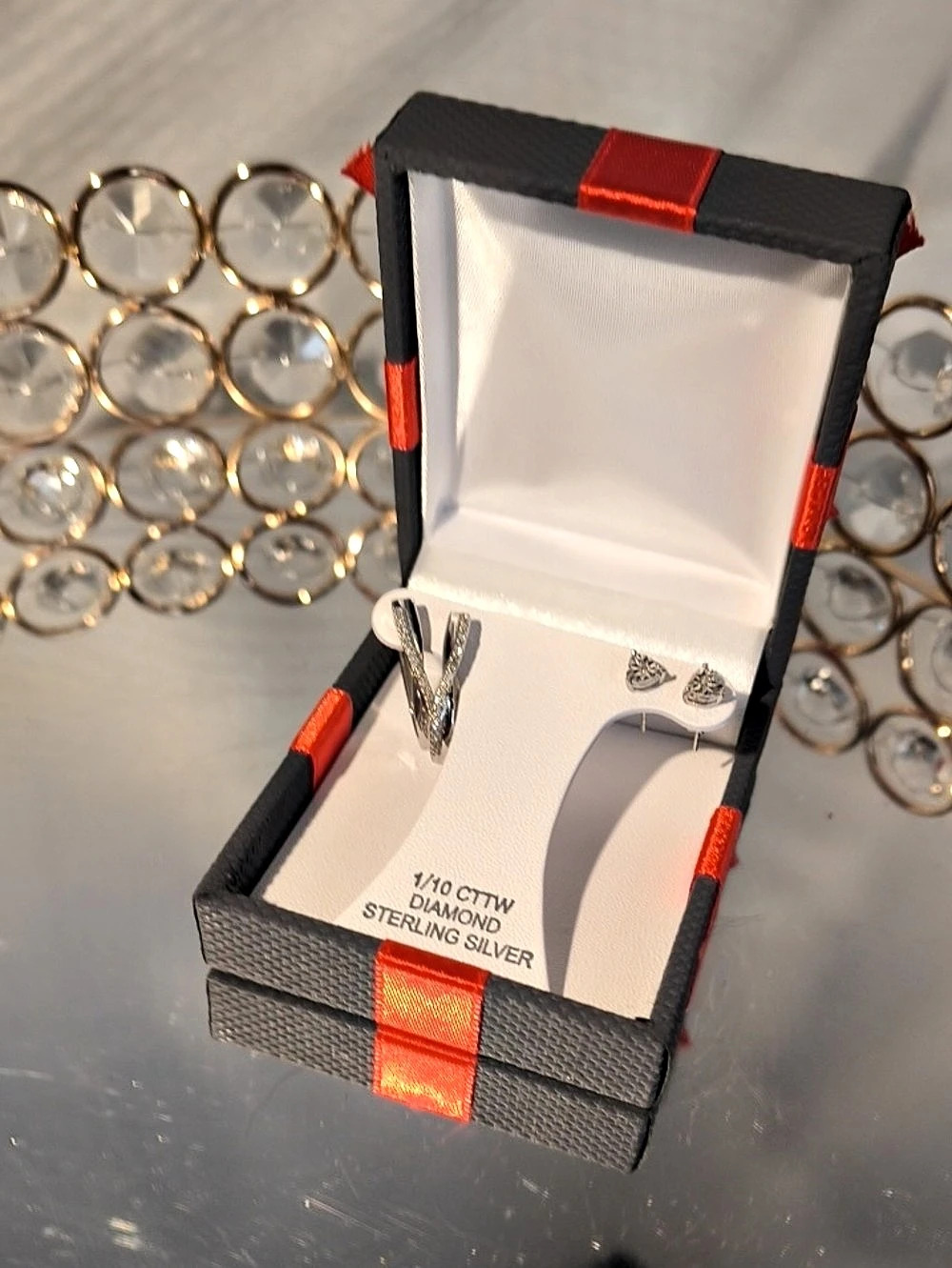 Sterling Silver Earrings Set NWT 1/10 CTTW